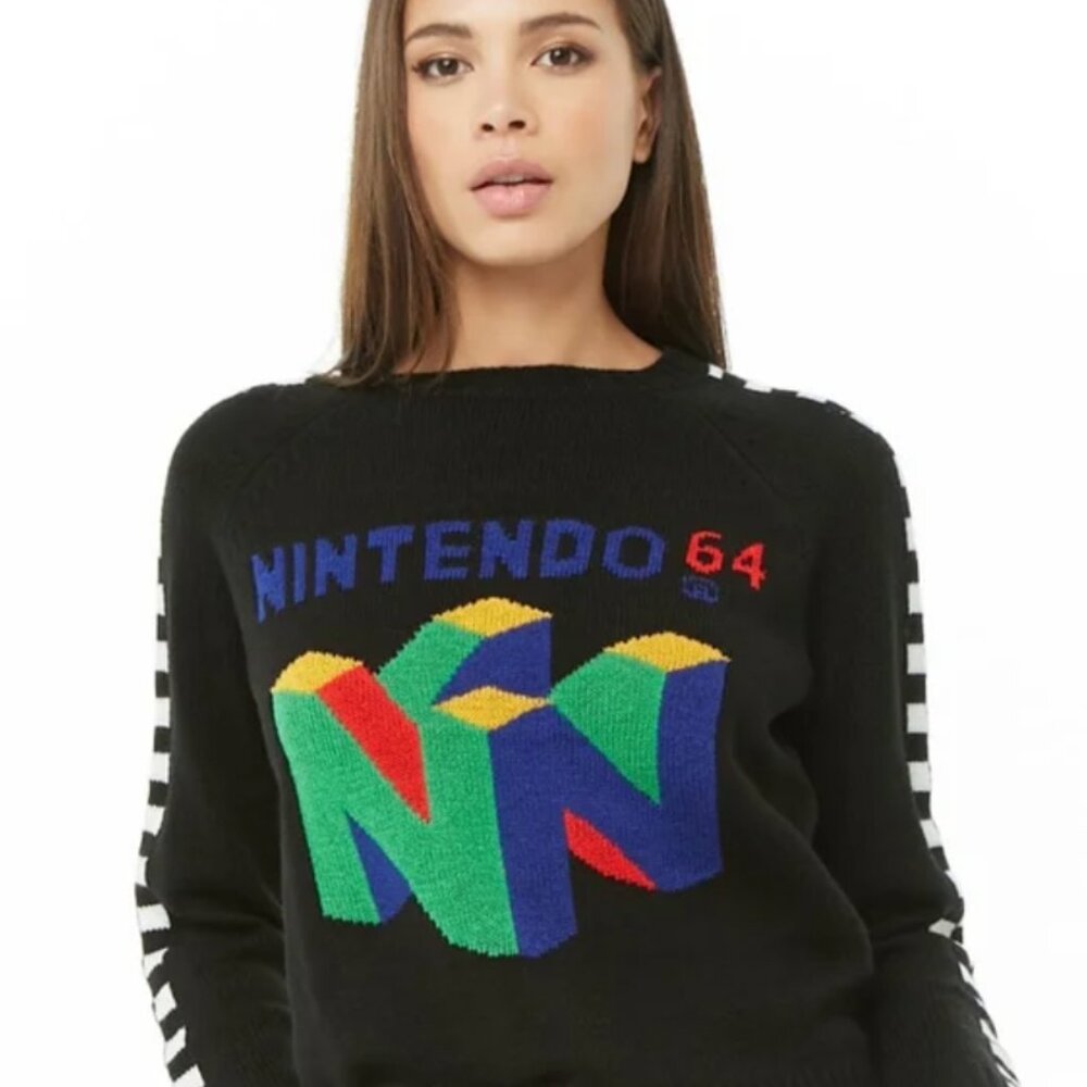 NINTENDO Sweater Black N64 3D Crew neck 2018 Size Small 34-36 inch Chest